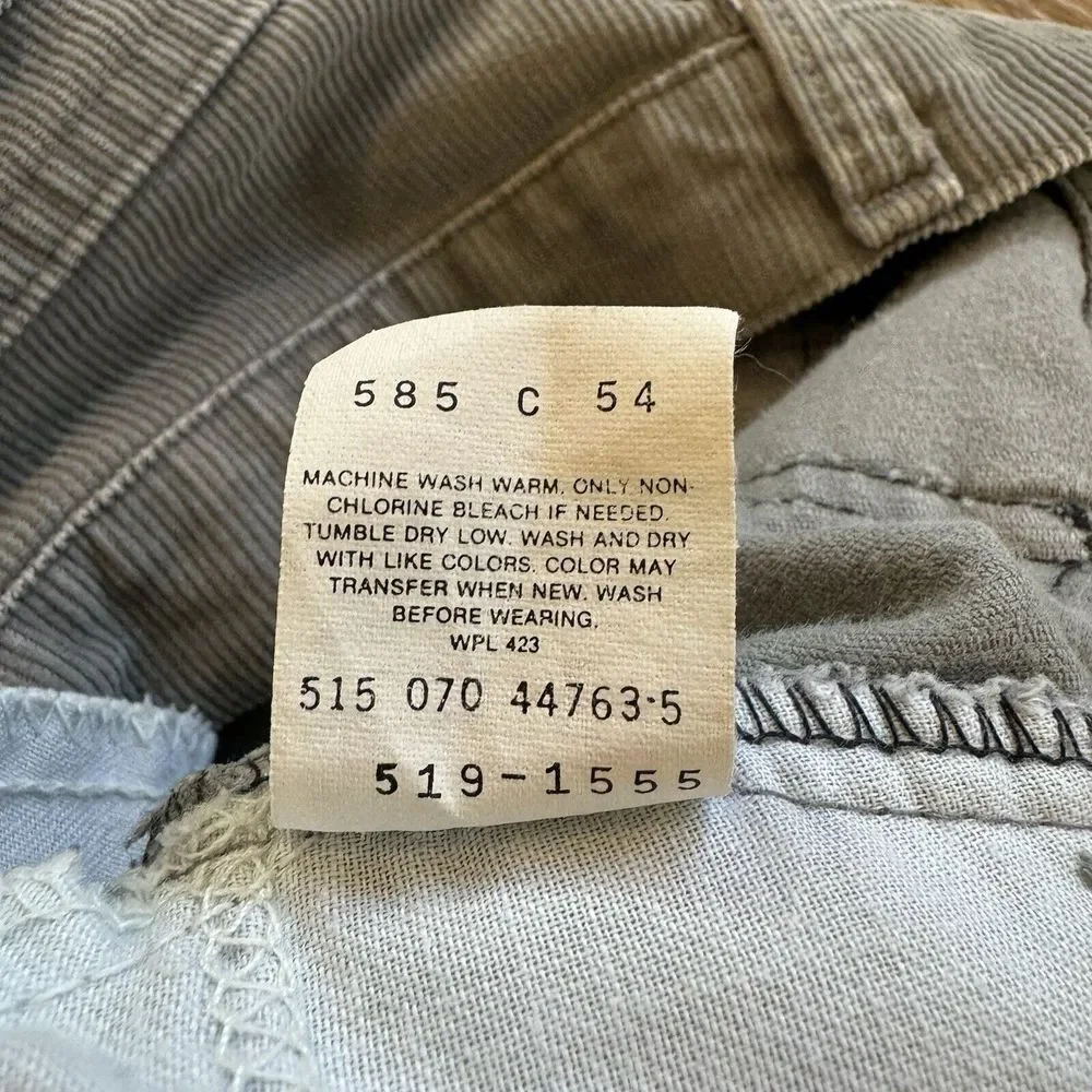 Vintage Levi's 515 Corduroy Jeans Mens 34‎ x 33 Gray USA Made 90s Cords